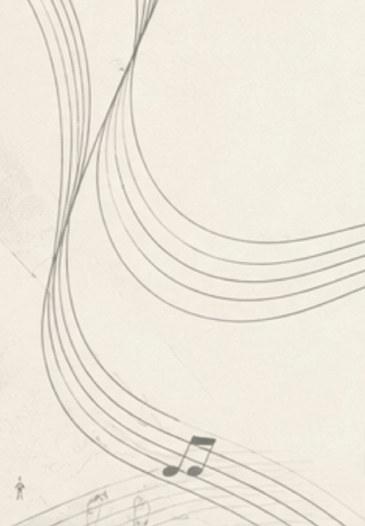 Hand-drawn flowing parallel lines like a curved musical stave, with a pair of quavers.